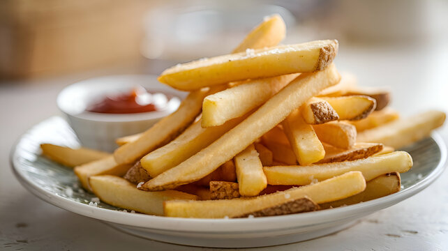  Golden Crispy French Fries with Ketchup