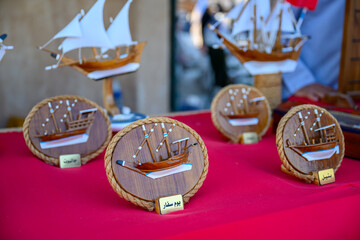 Doha, Qatar - November 29, 2023: Sale of Gulf heritage products at Katara Cultural Village during the 13th Katara Traditional Festival.