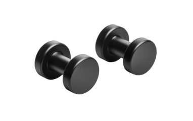 Simple Black Dumbbells for Fitness Training and Workouts Isolated on transparent background