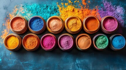 Colorful assortment of spices displayed in wooden bowls on a kitchen countertop