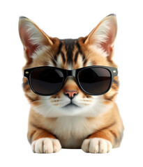 Cool Cat in Sunglasses on Transparent Background, Perfect for Fun and Stylish Design Overlays