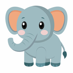 Fototapeta premium Cute cartoon elephant isolated on white background. Side view. Vector illustration.