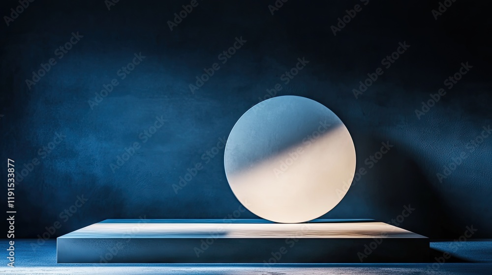 Poster minimalist display platform with circular backdrop