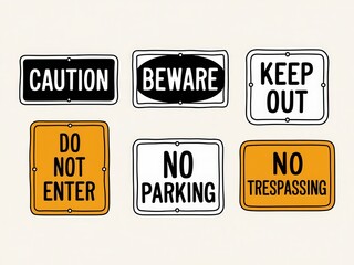 Fototapeta premium Collection of Various Warning and Caution Signs