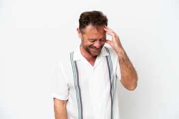 Fototapeta premium Middle age caucasian man isolated on white background laughing