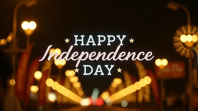Happy Independence Day typography over firework