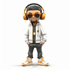 Trendy Cartoon Youth with Headphones and Sunglasses in a Stylish Outfit Illustration