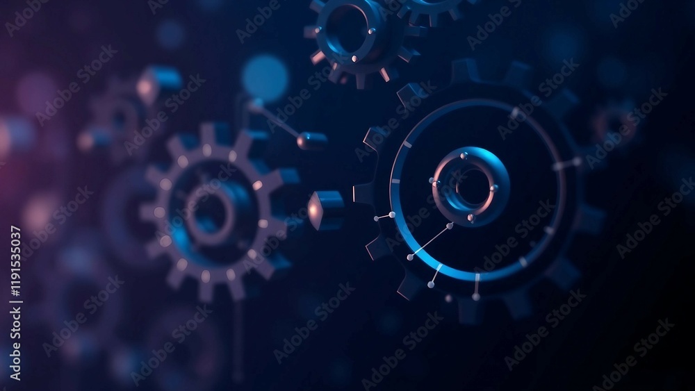 Poster gearing composed of polygons low poly vector illustration of gears consists of lines dots and shapes