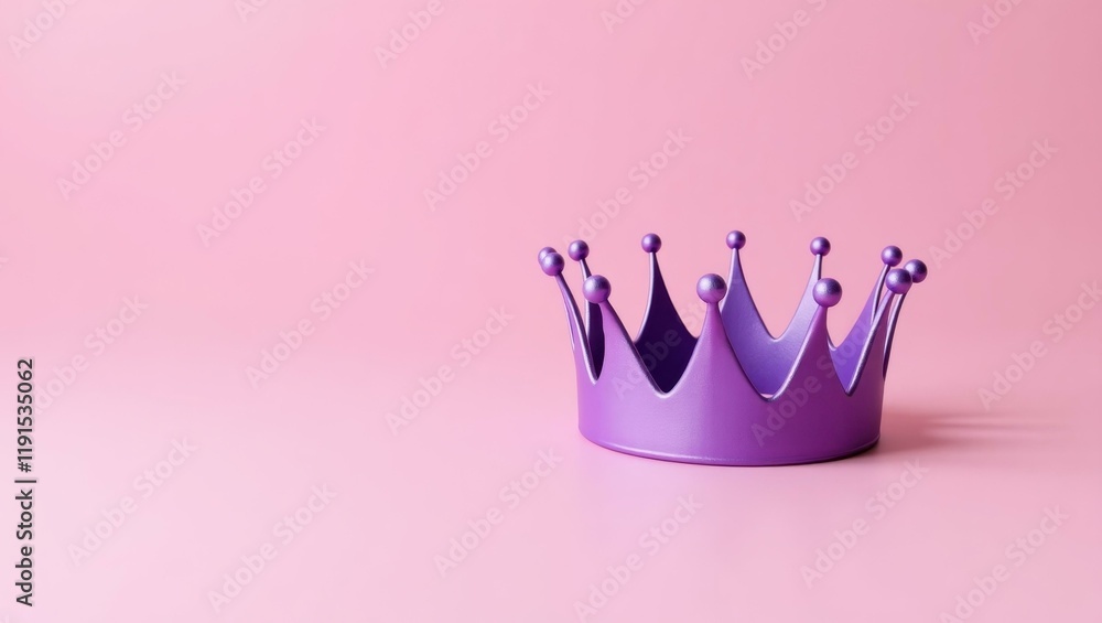 Poster royal purple and gold scepter on right. soft white background. copy space for text, 3d render ai gen