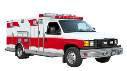 Ambulance car emergency response vehicle, isolated on transparent background