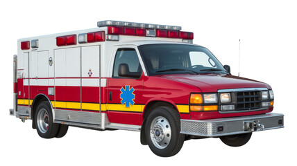 Ambulance car emergency response vehicle, isolated on transparent background