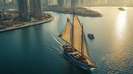 Majestic Sailboat Cruises Dubai City Skyline