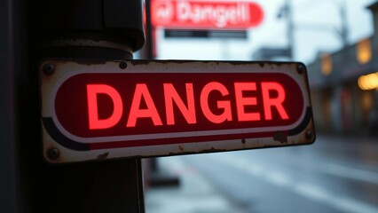 Danger typography sign