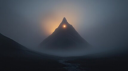 Majestic Mountain Peak Sunrise Through Hole