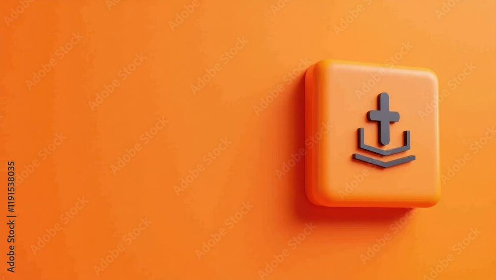 Poster titanium streaming service icon on left. soft coral background. copy space for text, 3d render ai ge