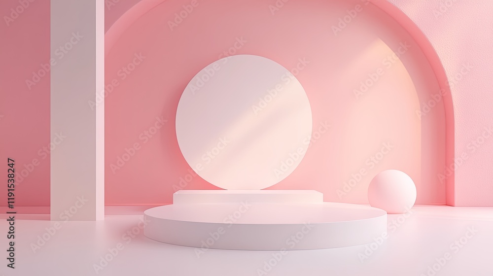 Poster Minimalist Pink Studio Display Platform Design
