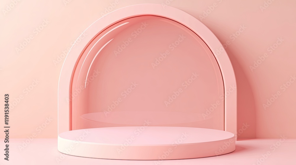 Poster Pink Abstract Display Platform with Arch