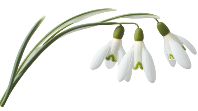 Delicate snowdrop flowers symbolizing spring, isolated on transparent background
