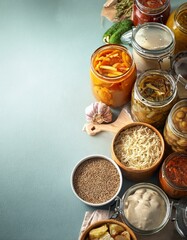 Generated image Healthy fermented foods with copy space