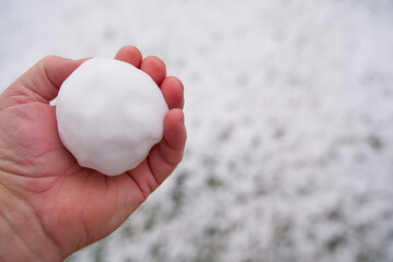 Snowball in Hand Male Caucasian Winter Cold Fun