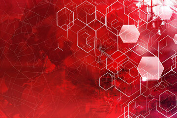 Abstract Red Background with Soccer Balls and Hexagonal Shapes for a Modern Sports Design