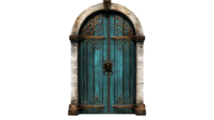 Enchanted fantasy door mystical and mysterious, isolated on transparent background