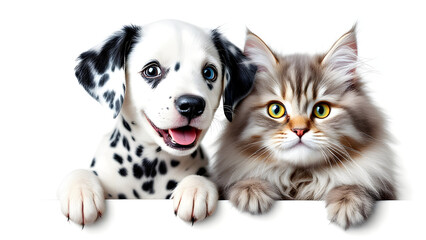 Obraz premium Adorable Puppy and Kitten Together