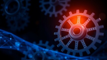Abstract gear wheels in dark background Cogs and gear wheel mechanisms concept Mechanical technology