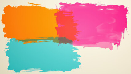Vibrant abstract background with bold strokes of pink, orange, yellow, and blue paint.