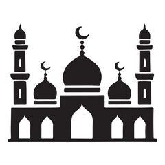 Beautiful Mosque Vector Illustration Islamic Religious Symbol Silhouette Design