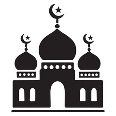 Elegant Mosque Vector Illustration Islamic Religious Landmark Silhouette Art