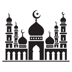 Stunning Mosque Illustration Vector Symbol of Islam Religious Place