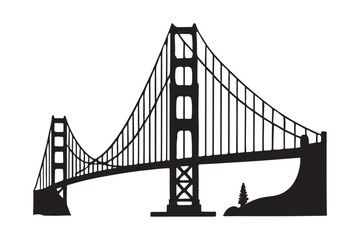 Iconic Golden Gate Bridge Silhouette Vector Illustration