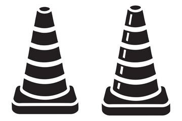 Traffic Cones Silhouette Vector Illustration for Safety