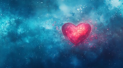 Obraz premium Glowing Heart in Cosmic Nebula