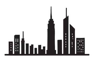 Obraz premium Modern City Skyline Silhouette Urban Landscape Buildings