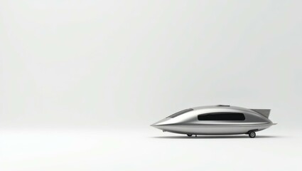 Coral pink dumbbell on right. Sleek silver futuristic car side view is