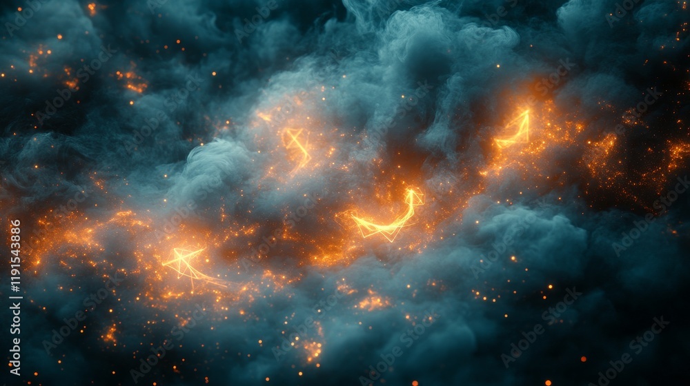 Aufkleber dynamic swirling flames and smoke creating abstract patterns in vibrant colors