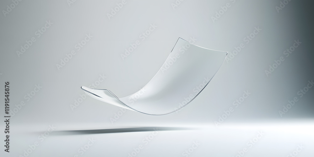 Poster abstract image of a curved, translucent sheet floating against a minimalist background. the smooth s