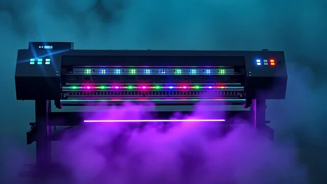 Large Format Digital Printer in a Blue Haze