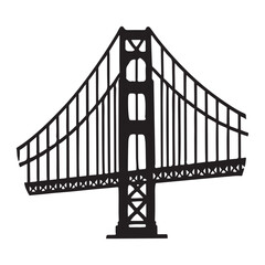 Iconic Golden Gate Bridge Silhouette Illustration