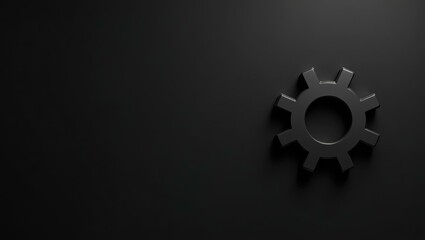 Charcoal gray gear icon on right. Soft orange background. Copy space for text, 3D render AI Generated Designer Element