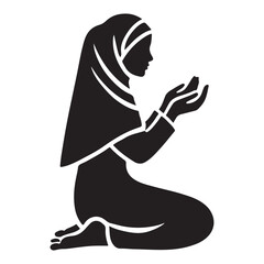 Muslim Woman in Prayer Silhouette Illustration