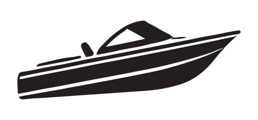 Silhouette Illustration of a Speedboat on Water