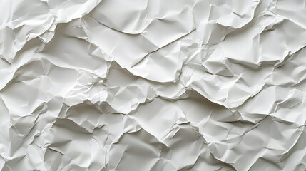Obraz premium Crumpled white paper background on a flat surface showcasing texture and depth