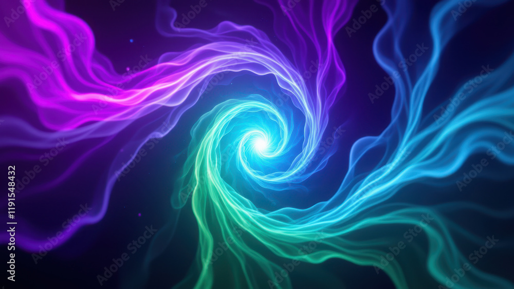 Poster vibrant abstract background with swirling colors and a central circular pattern.