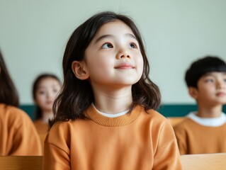 Engaged Young Students in Modern Classroom Setting with Interactive Learning Tools