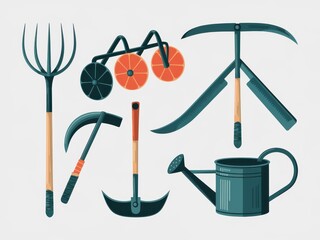 A Collection Of Vintage Farm Gardening Tools And Equipment