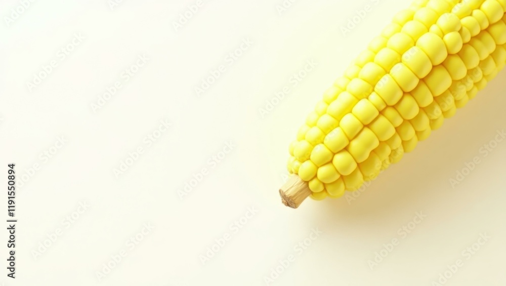 Poster canary yellow corn stalk on left. soft yellow background. copy space for text, 3d render ai generate