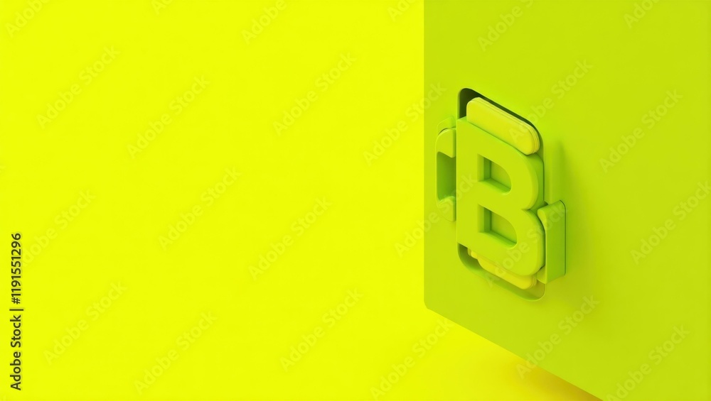 Poster lime green 3d printer on left. soft pink background. copy space for text, 3d render ai generated des